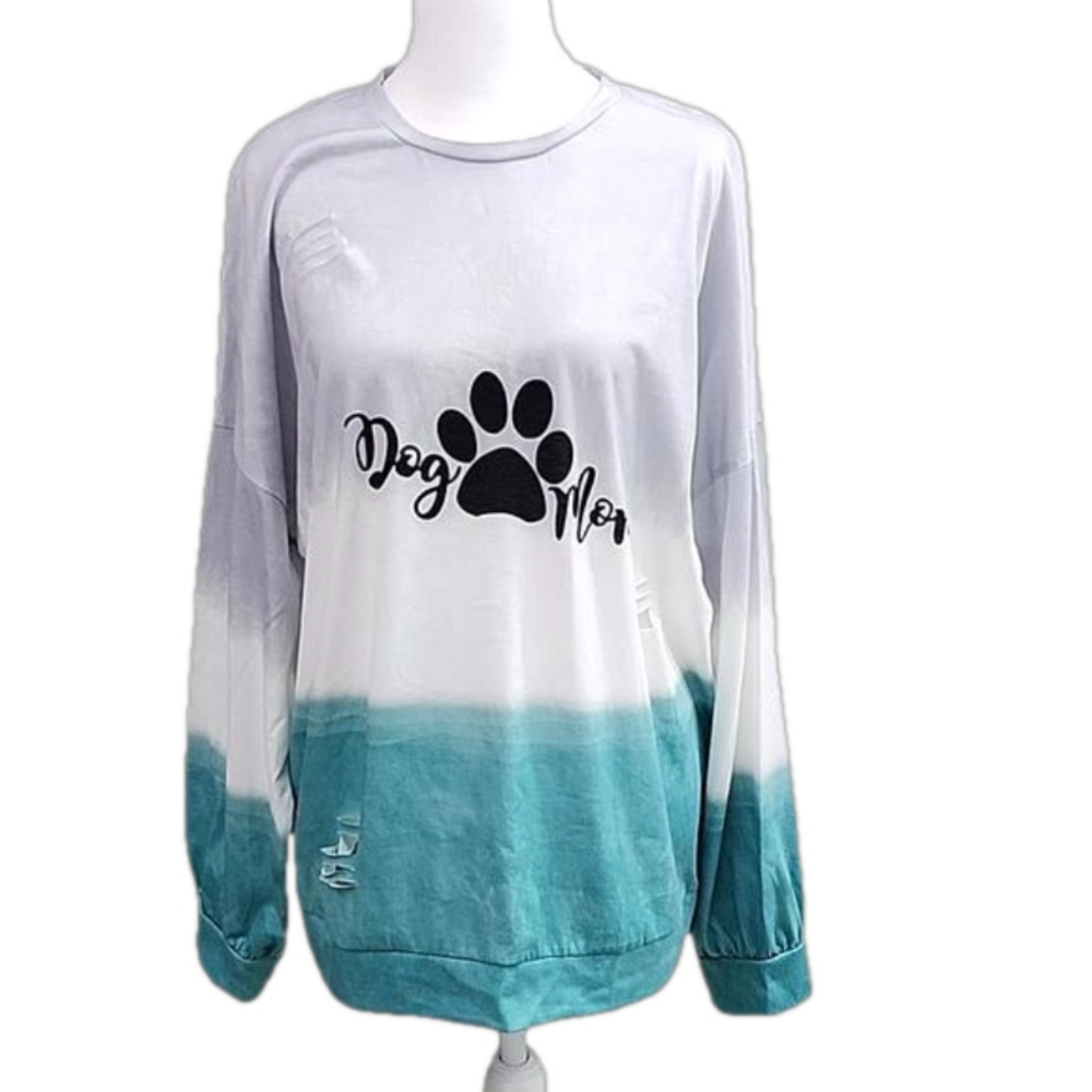 DOG MOM LONG-SLEEVED OMBRE TEE WOMENS XL